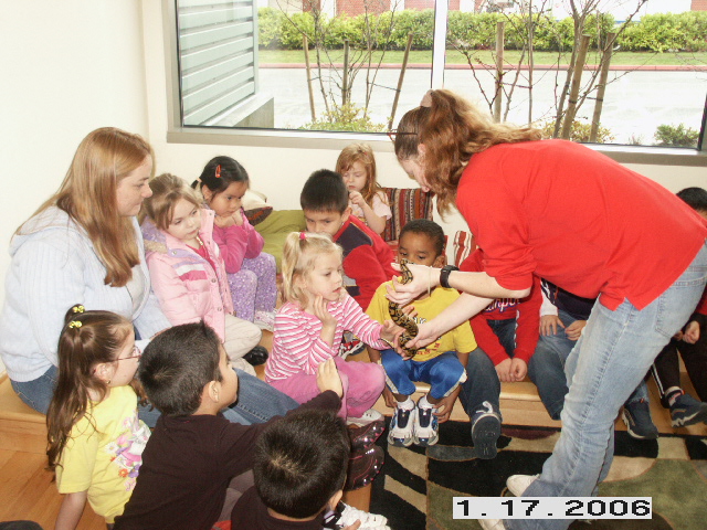 chrissy showing aragorn at school