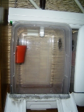 close up of a single cage in rack