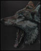 yawning wolf in colored pencils