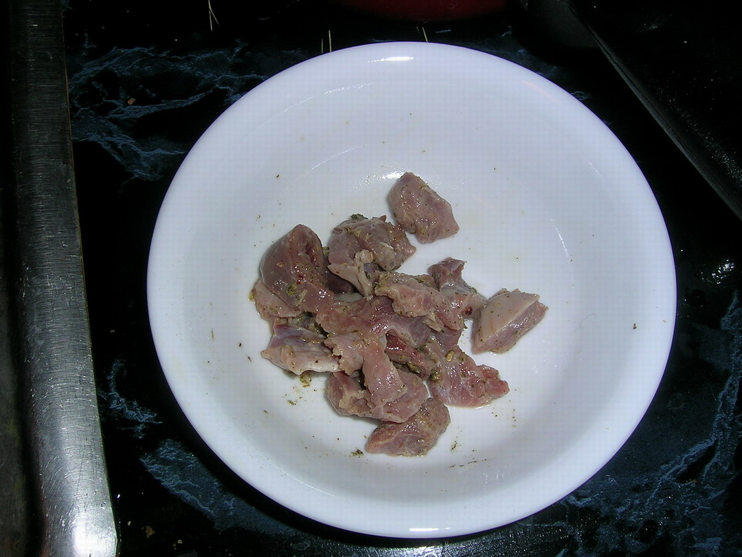 cut chicken gizzards and heart mixed with reptiVite and calcium.