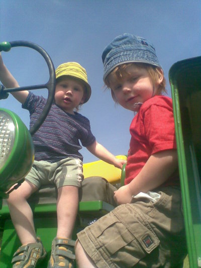 Manfred & Axel on tractor