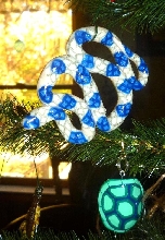 Blue Christmas Snake Ornament
