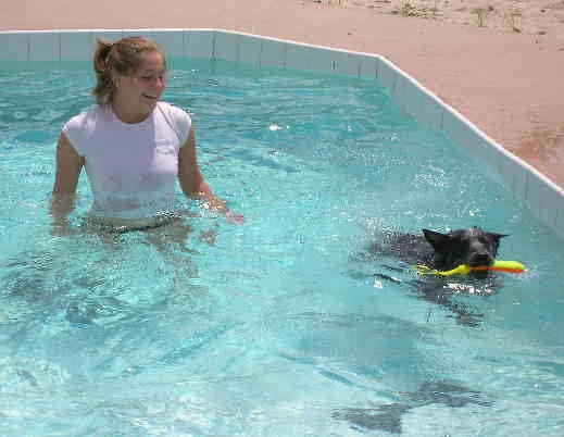 Raffe and Kristy in the Pool
