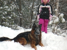 Max playing in the snow with the kids