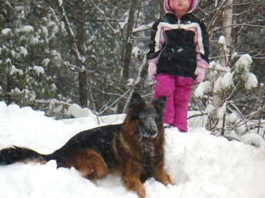 Max playing in the snow with the kids