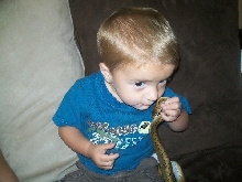 Bradley loving on the snake