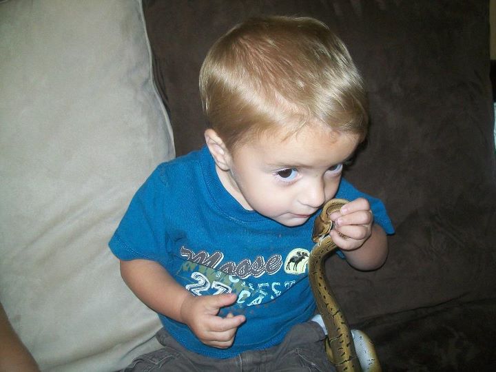 Bradley loving on the snake