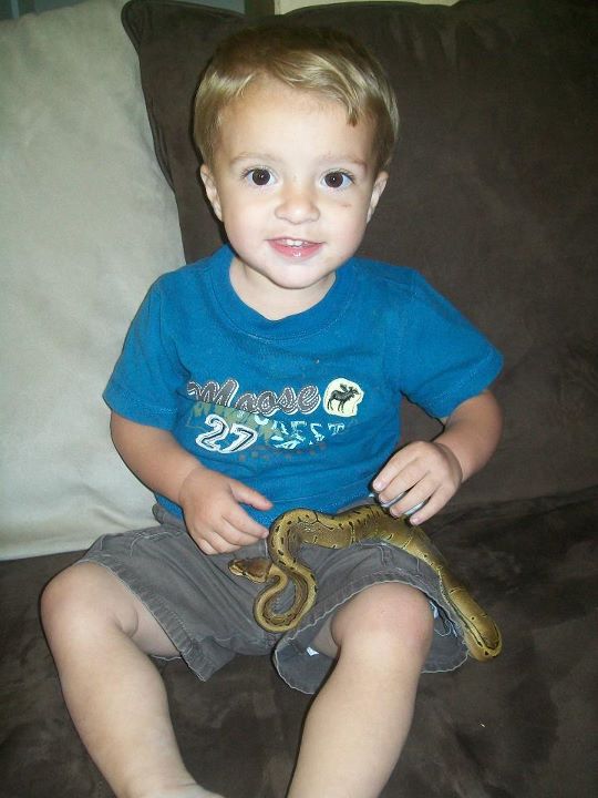 This baby loves his snaky!