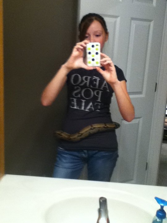 Morgan using Suriname Sam as a snakebelt