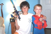 Me and spiderman, oh yea, thats a paintball gun