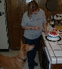 Dharma smiling for cake