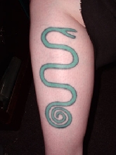 Green Nazca-type Snake Tat