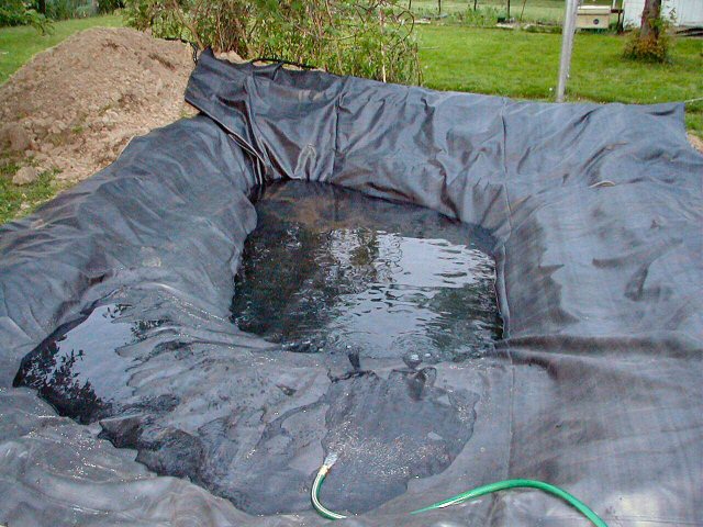Filling the pond with water