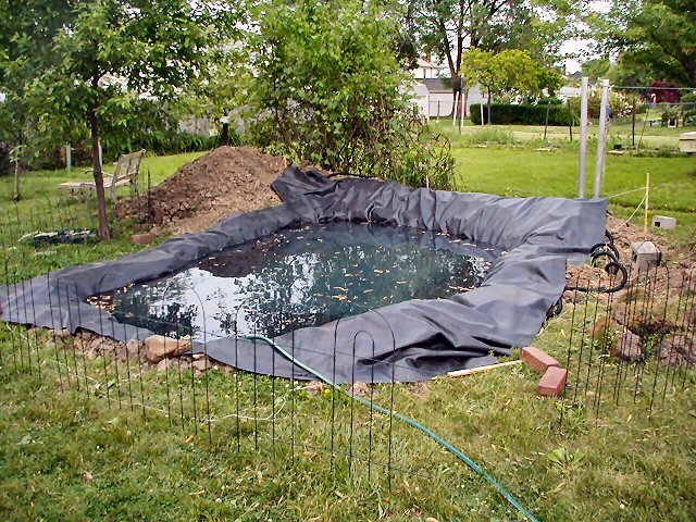 Filling the pond with water