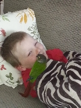Our grandson James with Bella