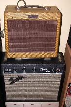 1959 Tweed Fender Champ, and a 1966 Blackface Fender Champ.