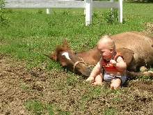 Aiden get s first ride on Pluma