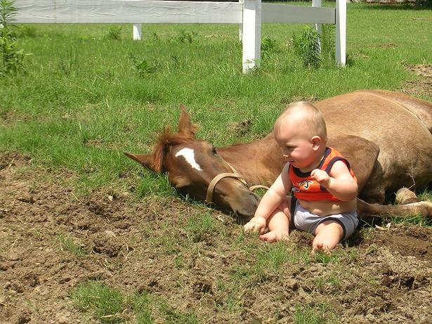 Aiden get s first ride on Pluma