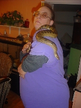 Grandma with anaconda
