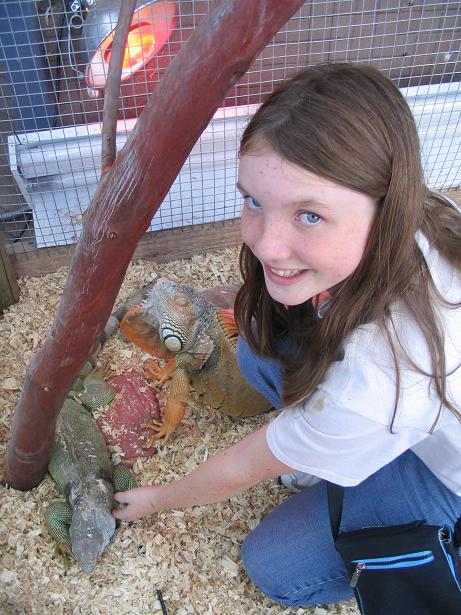 Me petting iguanas