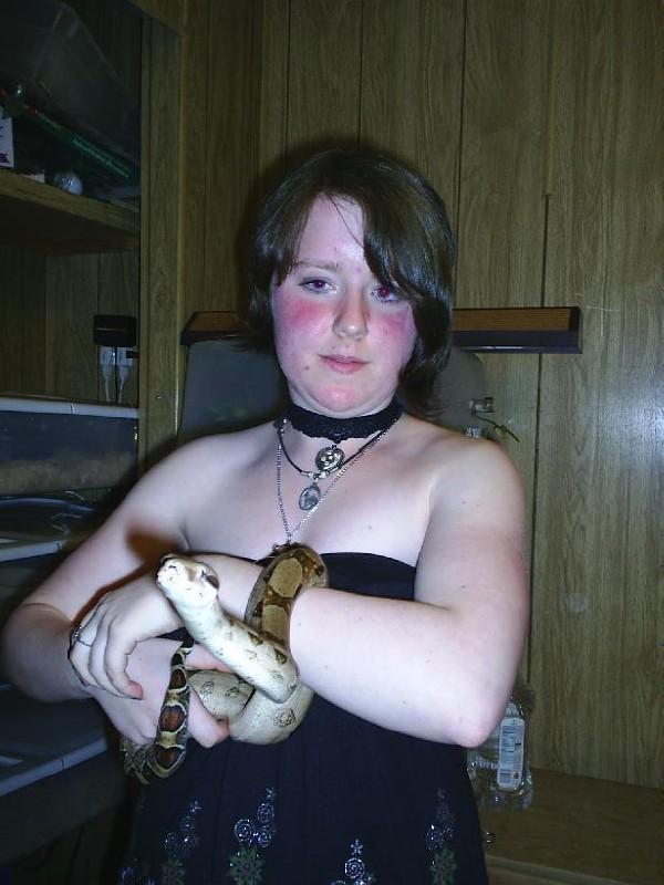 Megan with pastel boa