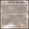 note to the fans
