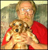 My Husband and Agatha, our Dachshund Mix