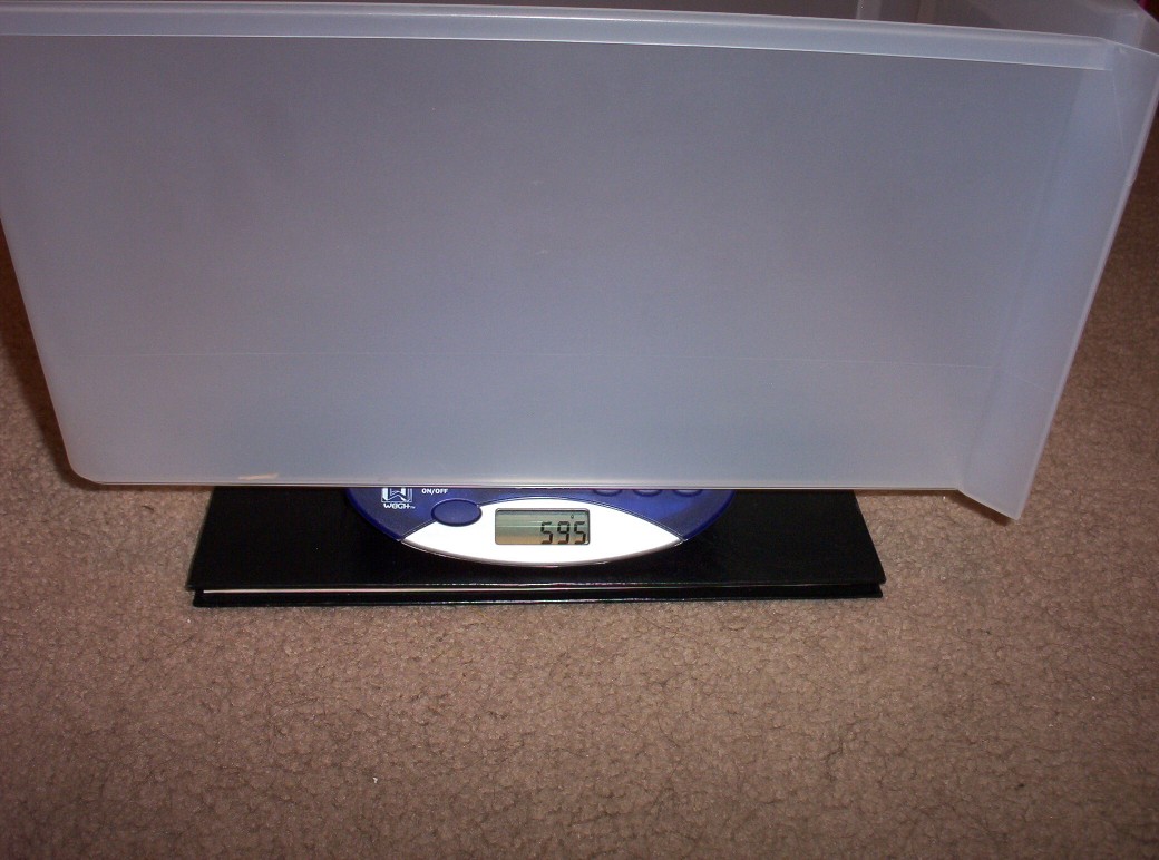 the weight of the weighing tub