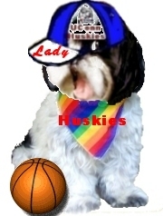 UConn Katie with hat and ball