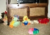 TV stand...stuffed toys