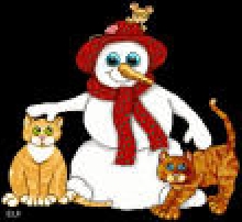 Cats with snowman
