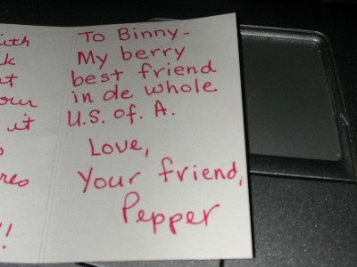 Proof that peppir says vinny is his bestest friend.