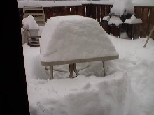 Table with snow