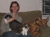 Me with Poe and Disco the cat