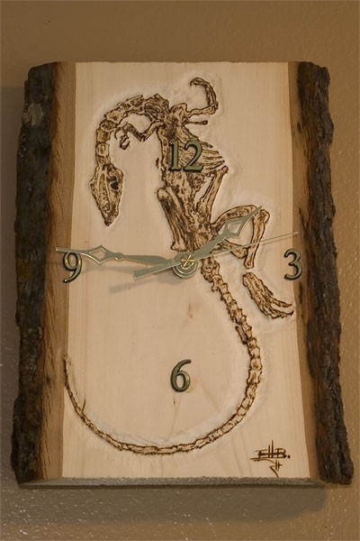 Fossil Clock in Bass Wood