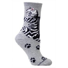 Tiger Stripe Cat Kitten Kitty Hug Cotton Animal Apparel Art Print Socks