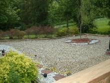 Extended gravel area by pond