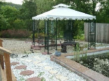 Gazebo & new gravel area around pond