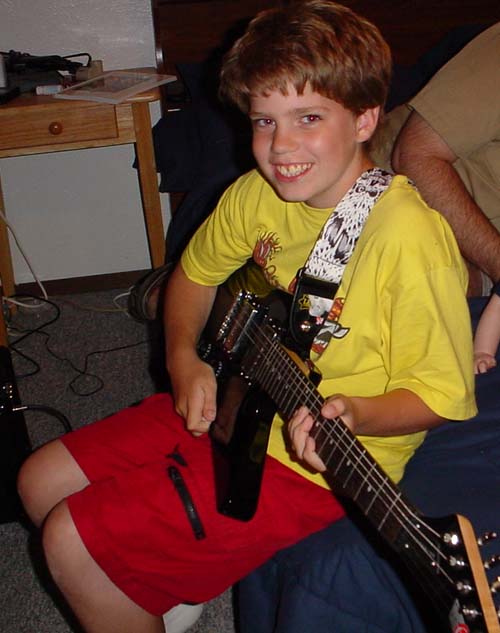 Hayden with his new guitar