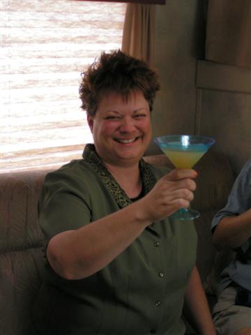 Alice toasting