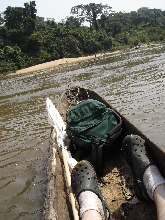 Crossing SANAGA River, Southern Cameroon, West Africa.