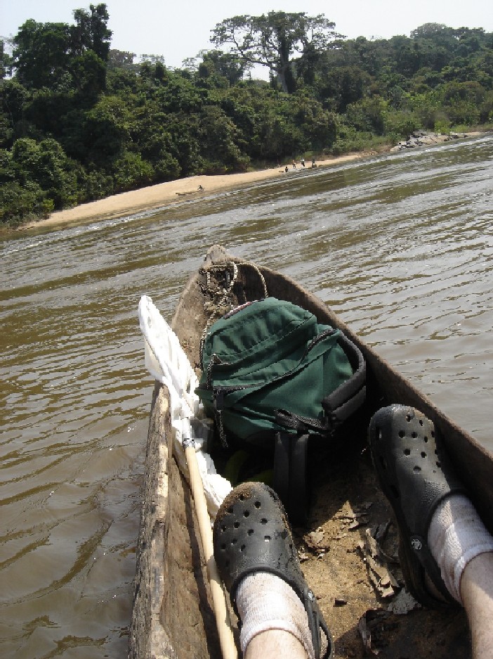 Crossing SANAGA River, Southern Cameroon, West Africa.