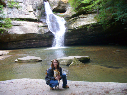 at the waterfall
