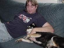 Lady and daddy on couch