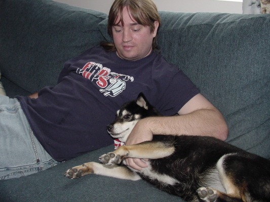 Lady and daddy on couch