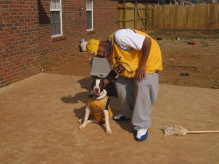 me and frisco saying cheese